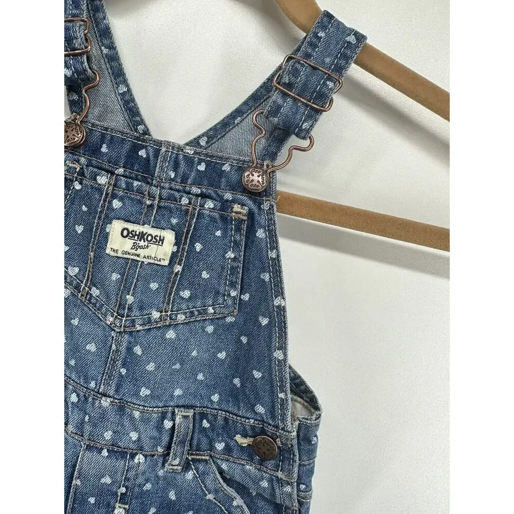 Vintage OshKosh BGosh Hearts Overalls‎ Toddler Denim 100% Cotton USA Sz 24m